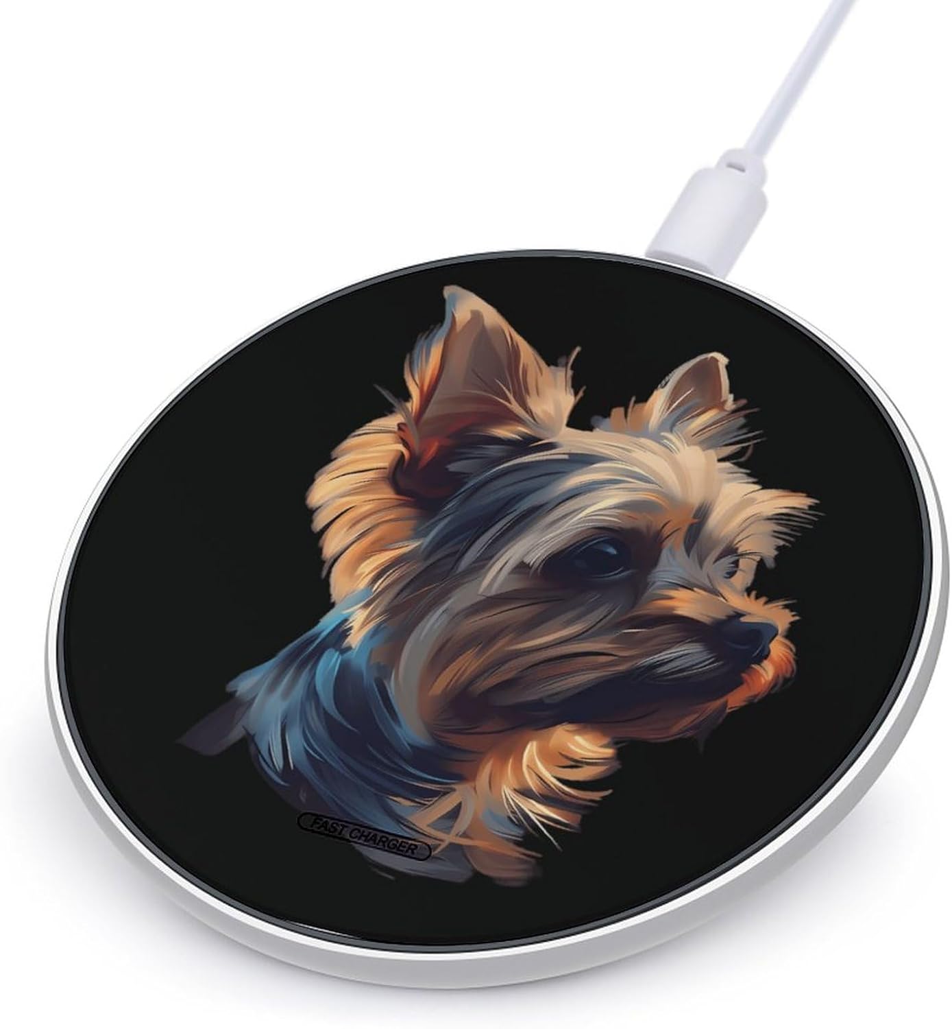 Yorkshire Yorkie Dog Wireless Charging Pad 10W with Data Cable Compatible with iPhone Samsung