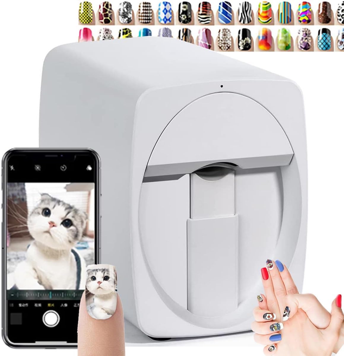 Digital Mobile Nail Art Printe, 3D Smart Automatic Nail Printer Machine, Support WiFi/DIY/USB, Multifunction Portable Mobile Nail Painting Machine