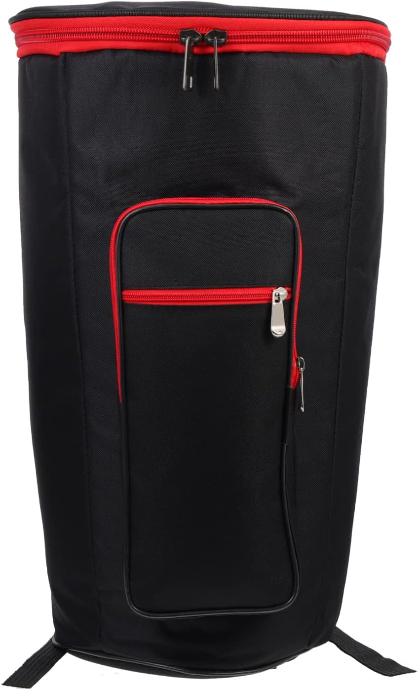 Vaguelly Waterproof African Drum Bag for 12 Inch Djembe Padded Oxford Cloth Backpack with Adjustable Shoulder Straps and Zippered Pockets for Accessories