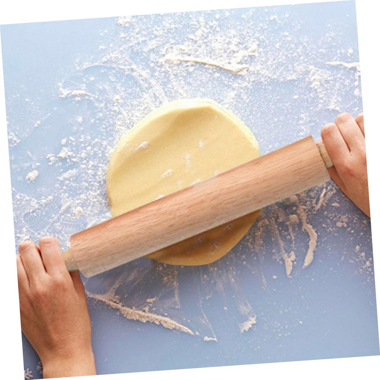 Cabilock 2 Stück Buchenholz Nudelholz Unlackiert Wachsfreier Teigroller Glatte Oberfläche Backzubehör für Fondant Pizza Kekse Teig Ausrollen Küchenrolle Langlebig und Natürlich