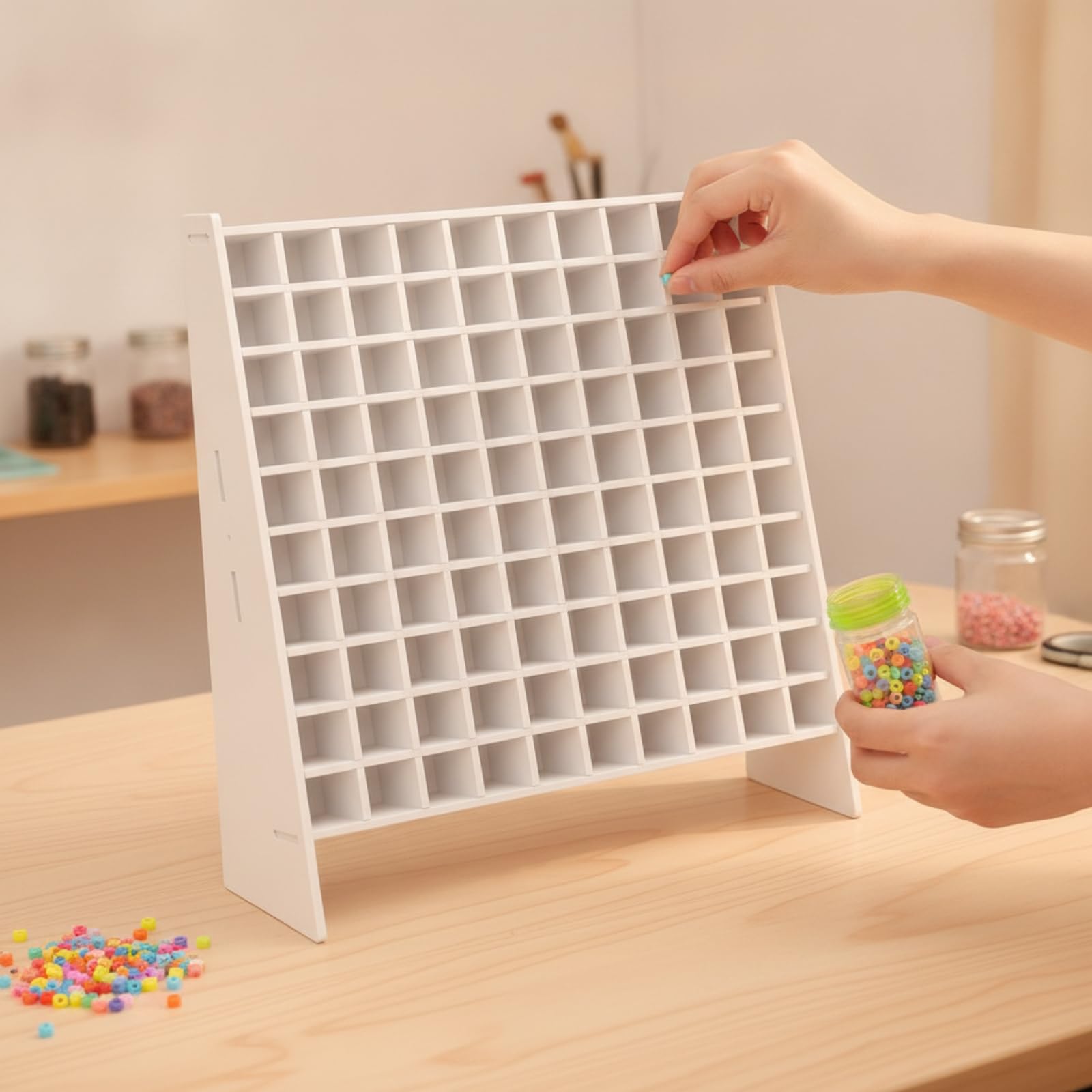 Qianly Organizador Mesa PVC con Compartimentos Autoportan Versátil para Artistas Abalorios