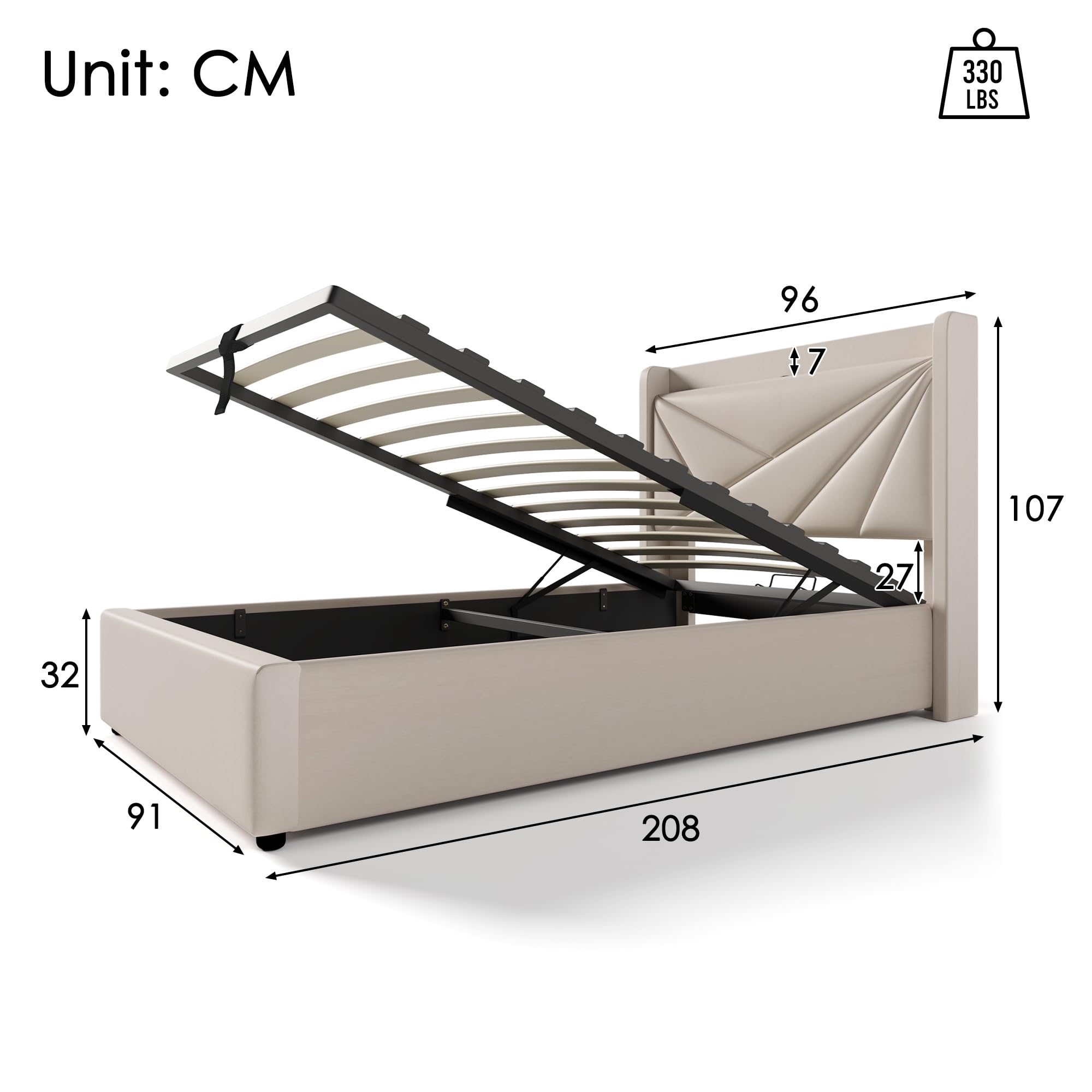 Letto imbottito 90 x 200 cm, letto singolo con cassetta, effetto lino e stazione di ricarica USB, letto funzionale con vano portaoggetti, rete a doghe e design moderno testiera