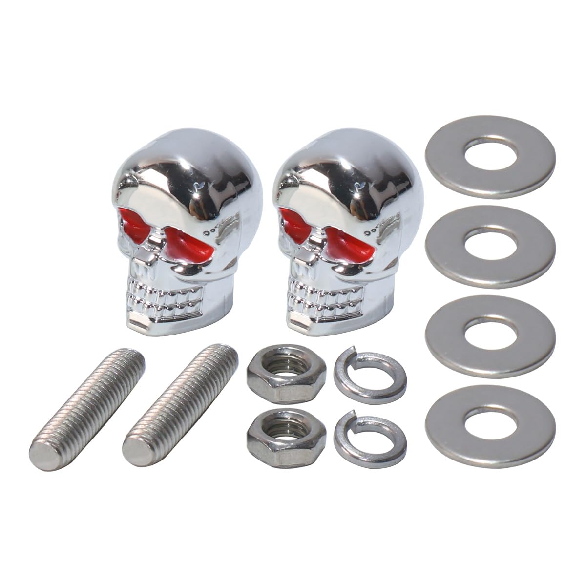 Snaply 2 PCS Skull Style Screws, M6 Motorcycle License Plate Screws for Motorcycle Car License Plate, Silvery