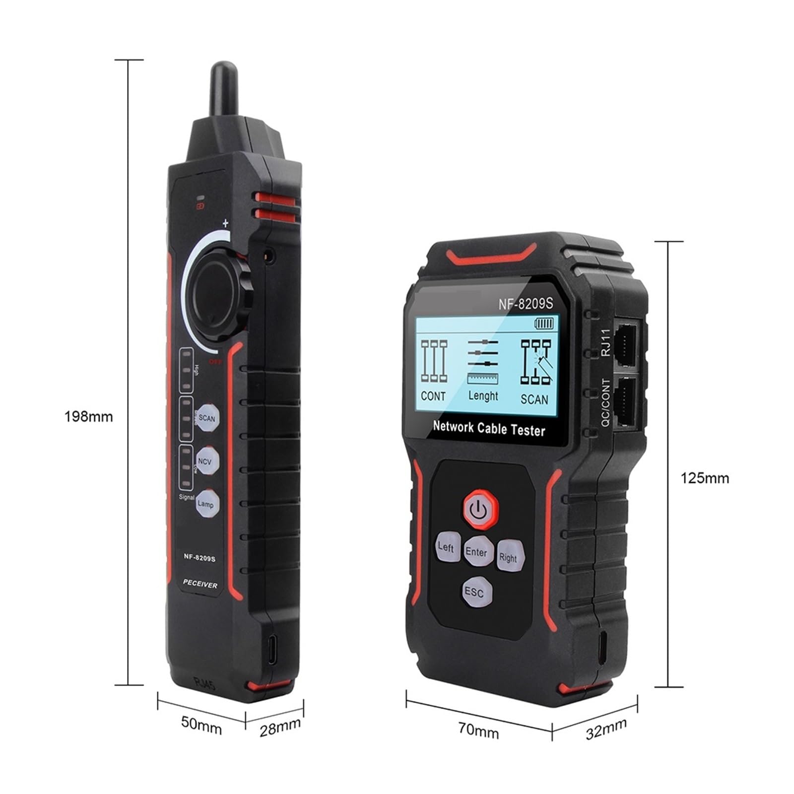 Probador De Cable Red LCD NF-8209S, Rastreador Longitud PoECurrent, Herramienta Prueba Multifuncional, RJ45 Diagnósticos Rápidos Precisos