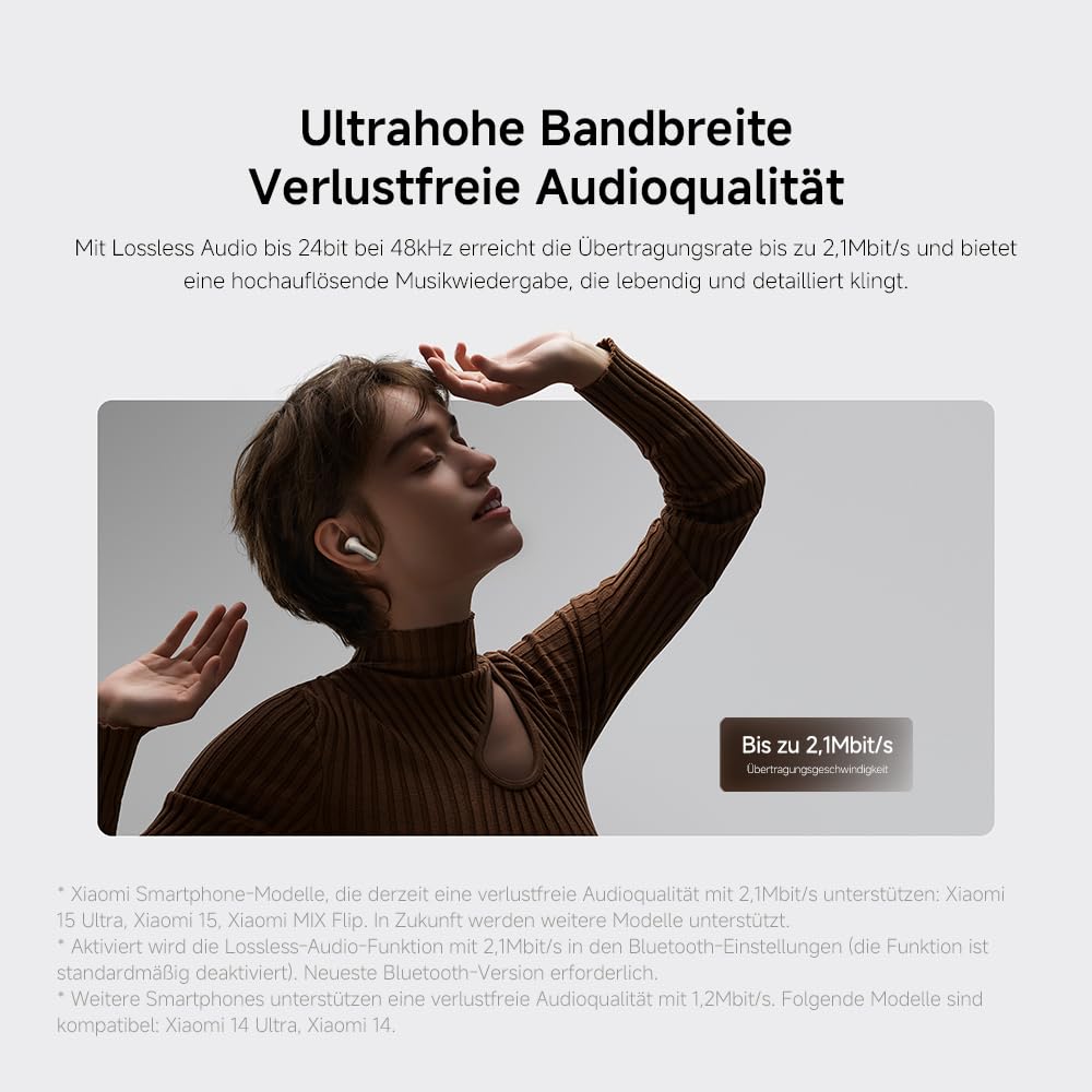 XIAOMI Buds 5 Pro Bluetooth - 11mm HiFi-Dreifach-Treiber, 55db ANC Active Noise Cancellation und 15m/s ENC, Lossless Qualcomm Sound und Harman AudioEFX, Titan Grey | Dual-Amp Dreifach-Treiber, aptX, Snapdragon & Harman, Adaptiv, 8h+40h, IP54