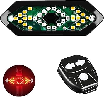UDee Bicycle Tail Light with Turn Signals and Brake Light, Tweeter Wireless Remote Control Bicycle Rear Light Back USB Rechargeable Safety Warning Cycling Light Fits on Any Road Bicycle