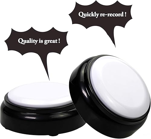 Miniatura 4 de Botón de grabación grabable de 30 segundos, botón de grabación de juguete, zumbadores de respuesta de regalo (blanco + negro)