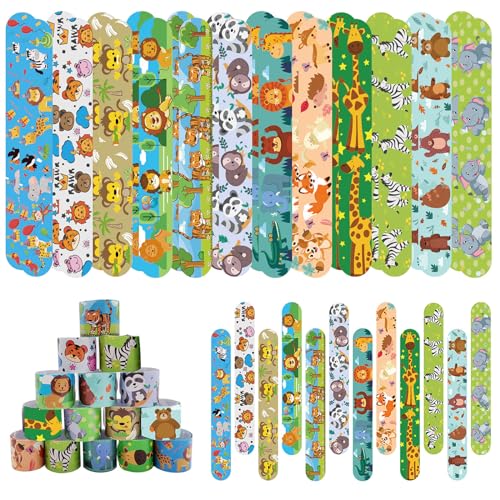 Mienocol 24 pulseras de animales para niños, pulseras de fiesta de la selva,...