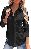 Vista 1 de siliteelon - Camisas de vestir de manga larga con botones para mujer, sin arrugas, cuello para trabajo, oficina, unicolor, blusas con corsé