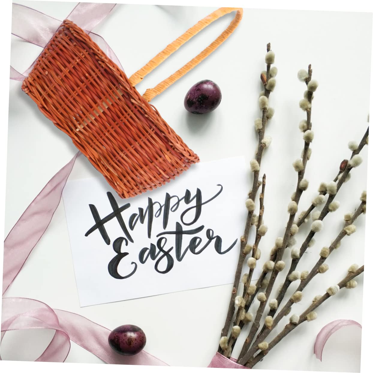 2stücke Rechteckiger Ostern Aufbewahrungskorb Aus Rattan Handgewebter Mini-basket Für Ostern Geeignet Für Dekoration Und Aufbewahrung Von Süßigkeiten Mit Praktischem Griff