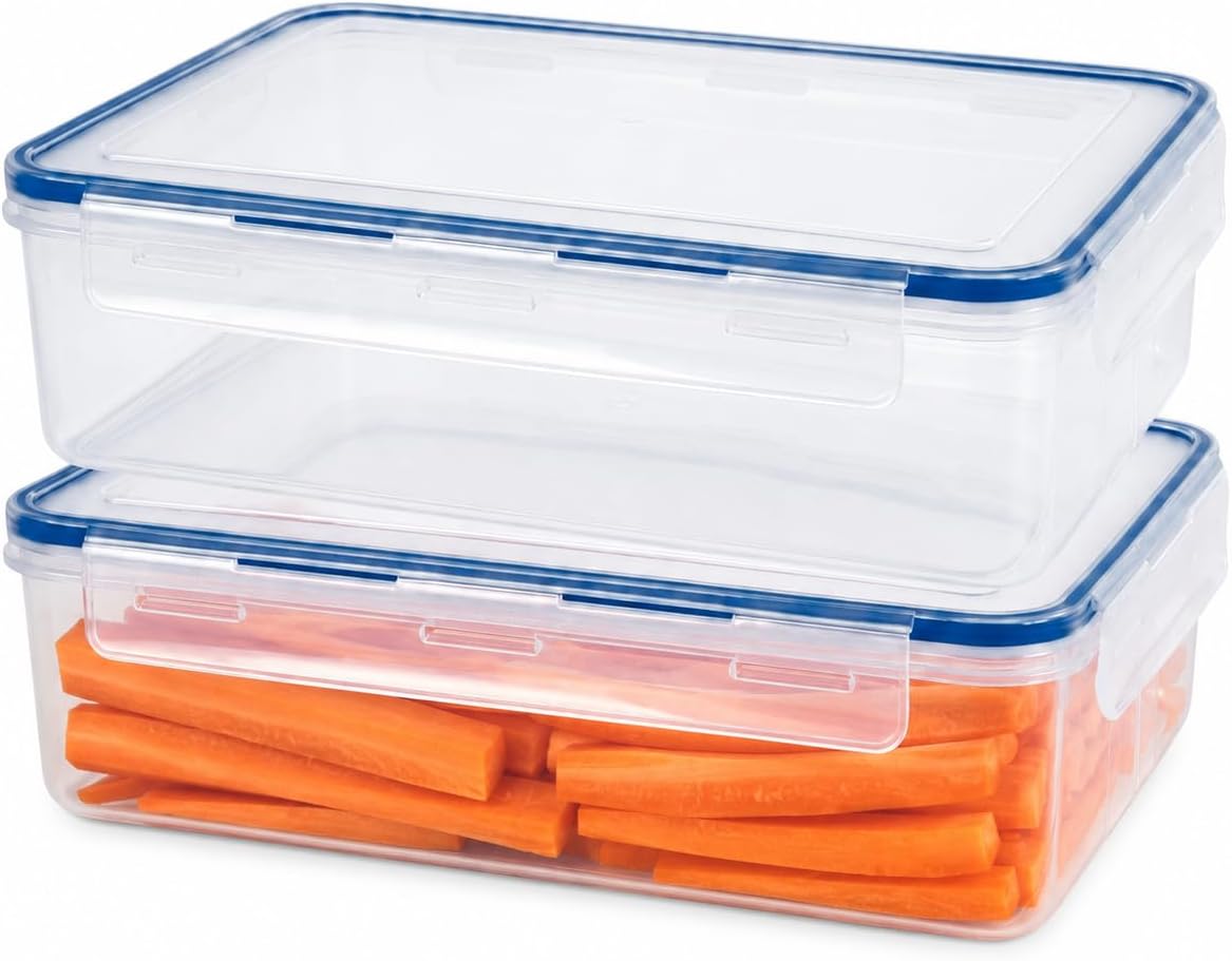 Tribello 140 oz Large Airtight Food Storage Containers with SnapTight Lids – Clear, Stackable, BPA-Free Meal Prep Containers for Kitchen, Freezer & Pantry – 2-Pack