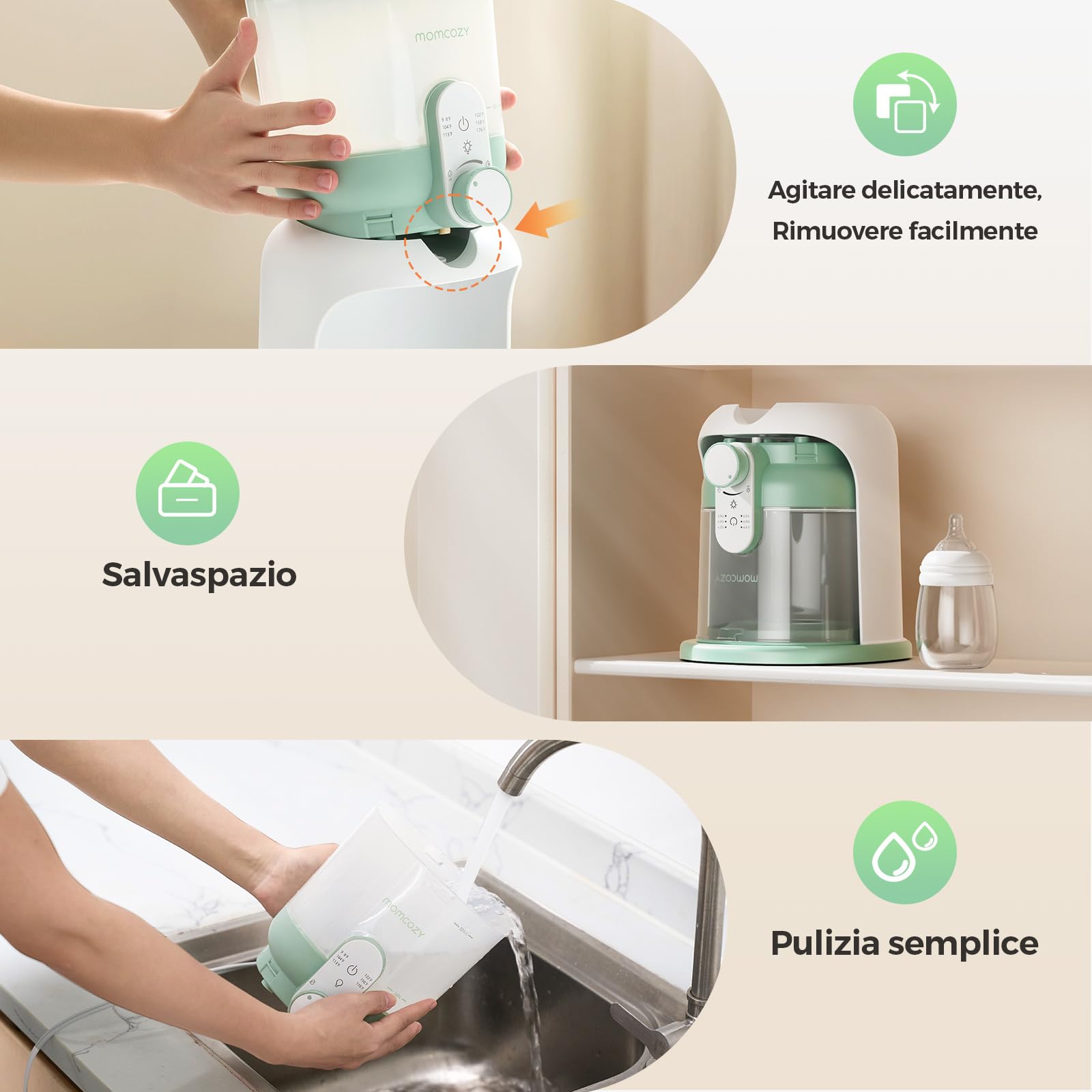 Momcozy Scaldacqua Istantaneo con Doppia Luce per Poppate Notturne, Scaldabiberon per Formula, Preparatore Latte in Polvere 1685 ML, Dispenser con 6 Temperature