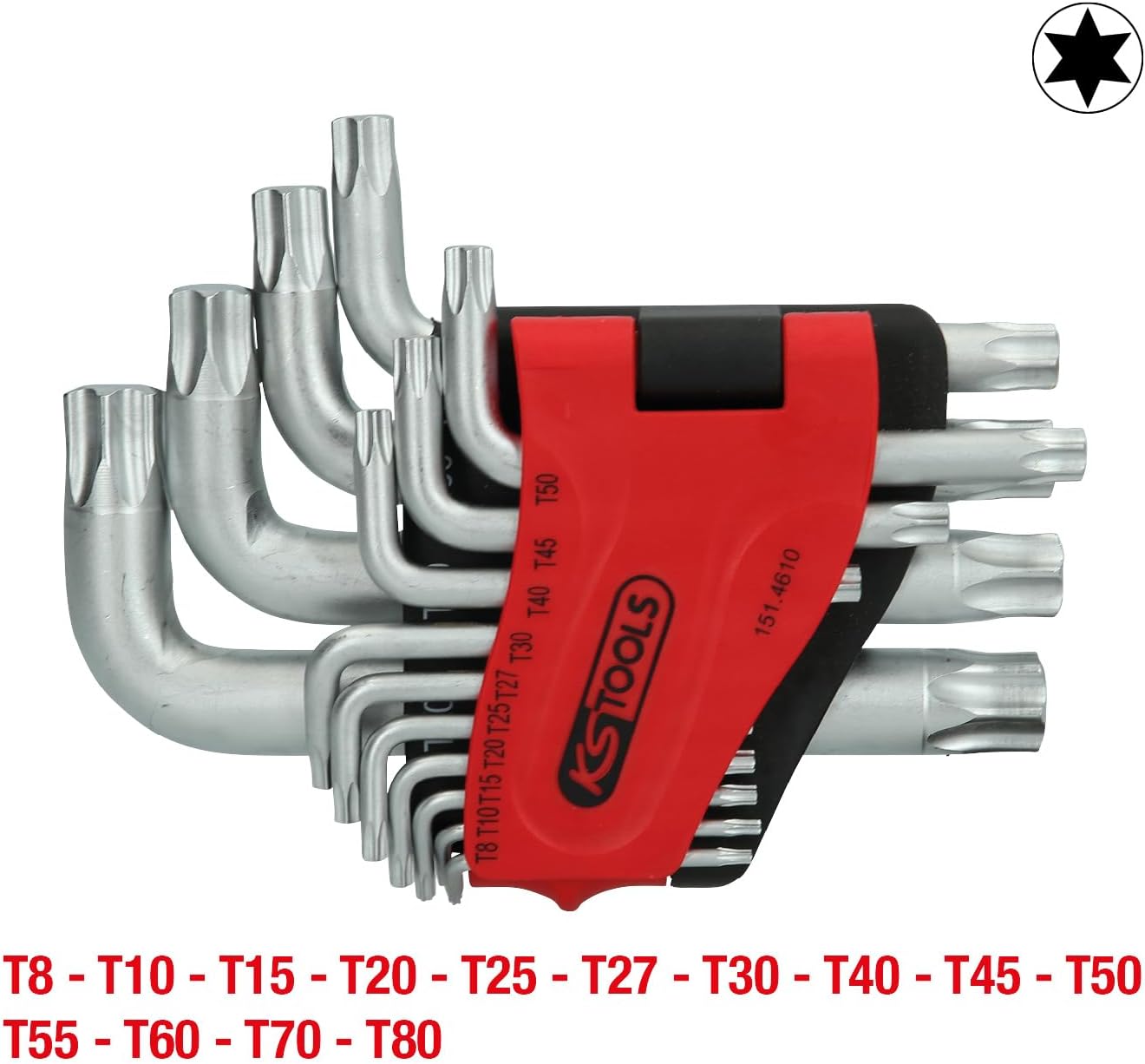 KS TOOLS 151.4610 Torx Angle Key Wrench Set, Short, 14 pcs