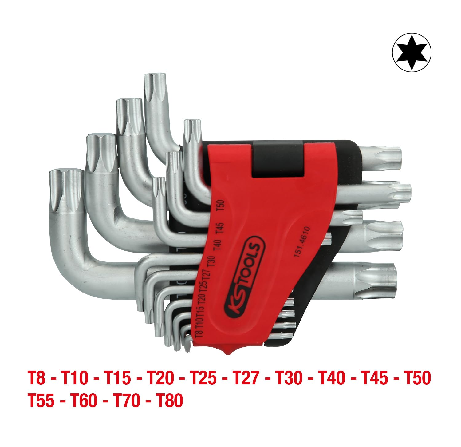 KS Tools 151.4610 Torx-zestaw kluczy kątowych, krótki, 14-szt