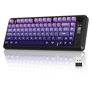 ZIYOU LANG M75 Wireless Gaming Keyboard, RGB Backlit Rechargeable 2000mAh Battery, Small Membrane But Mechanical Feel Keyboard with Smart Display & Knob, PBT Gradient keycaps for PC, MAC-Grape Purple - Amazon product rated Grade A