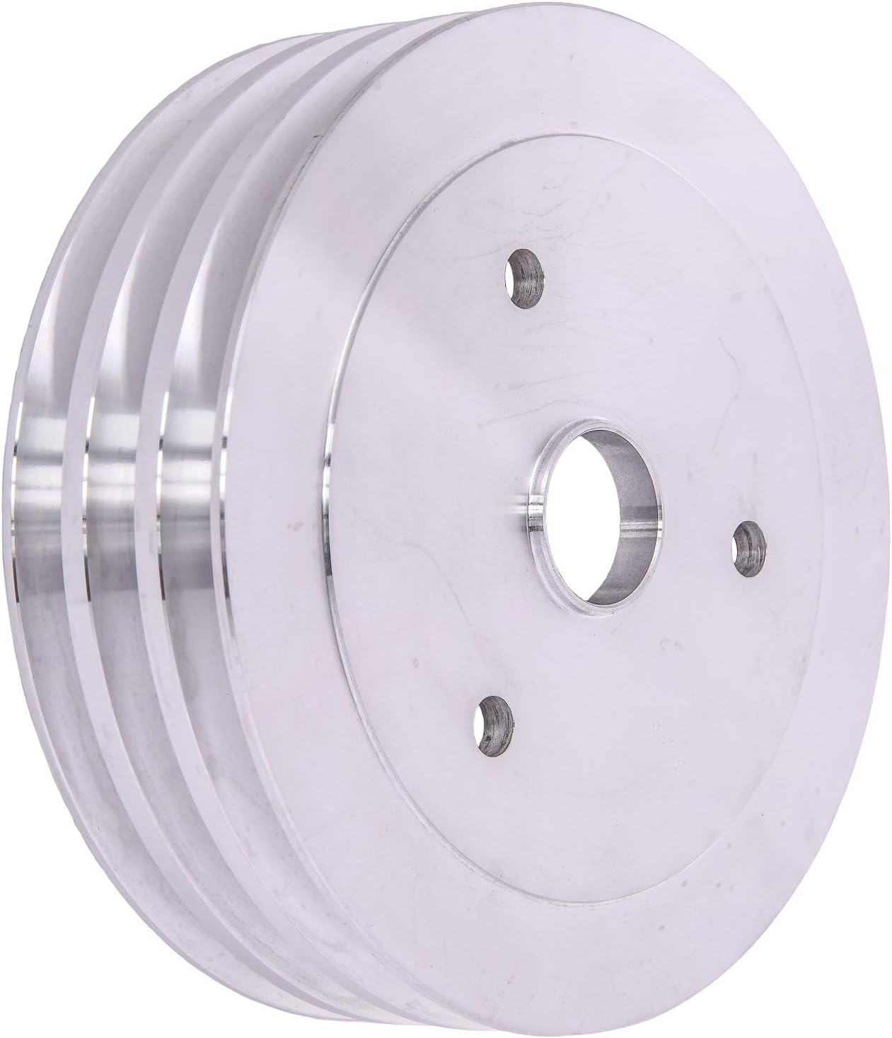 JEGS Crankshaft Pulley | For Small Block Chevy Engines | V-Belt | Triple Groove | Short Water Pump | Aluminum | Satin Finish | 6.6 � Diameter | One Per Package