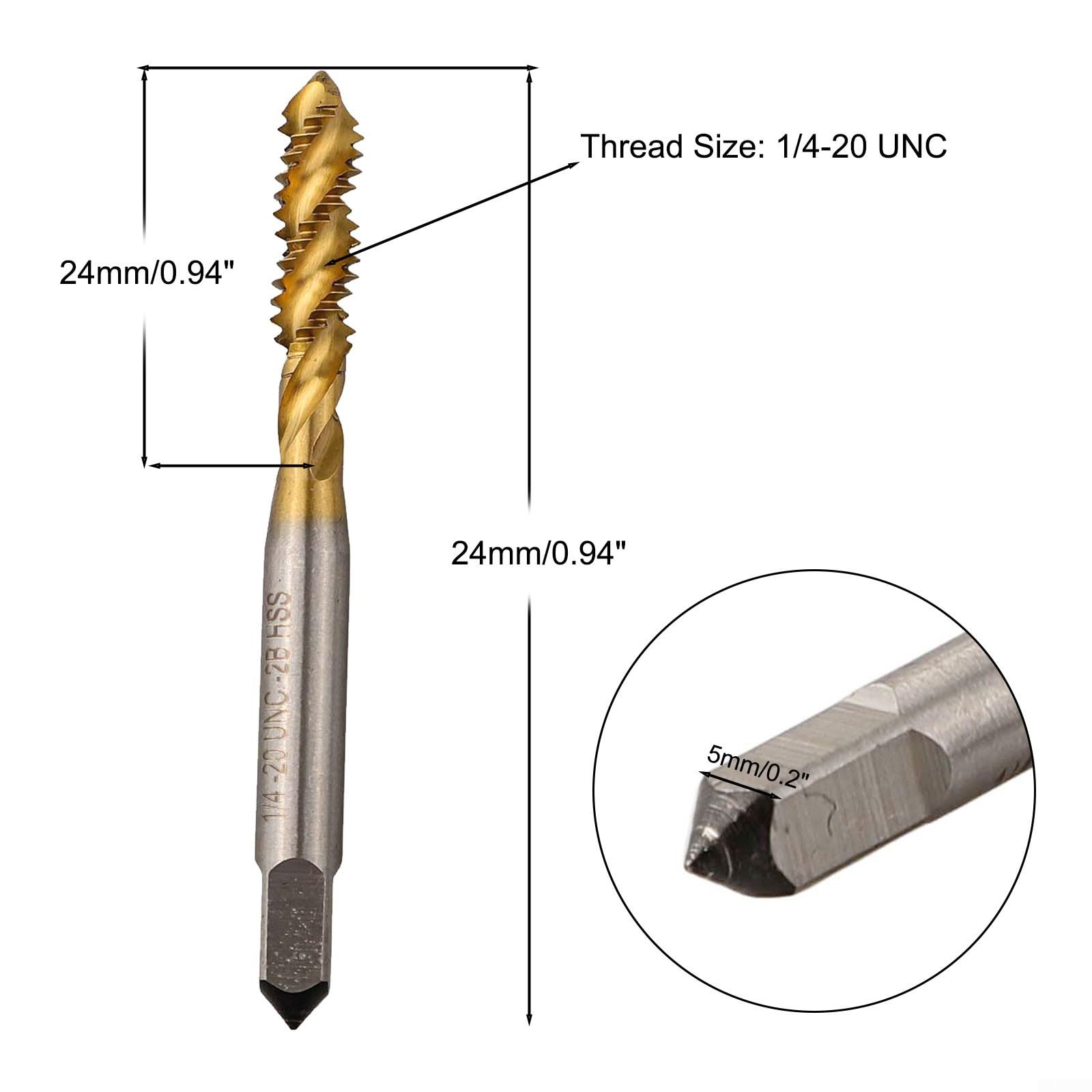 Maschio a spirale scanalato HSS 1/4 20 UNC per maschiatura acciaio, alluminio e plastica dura