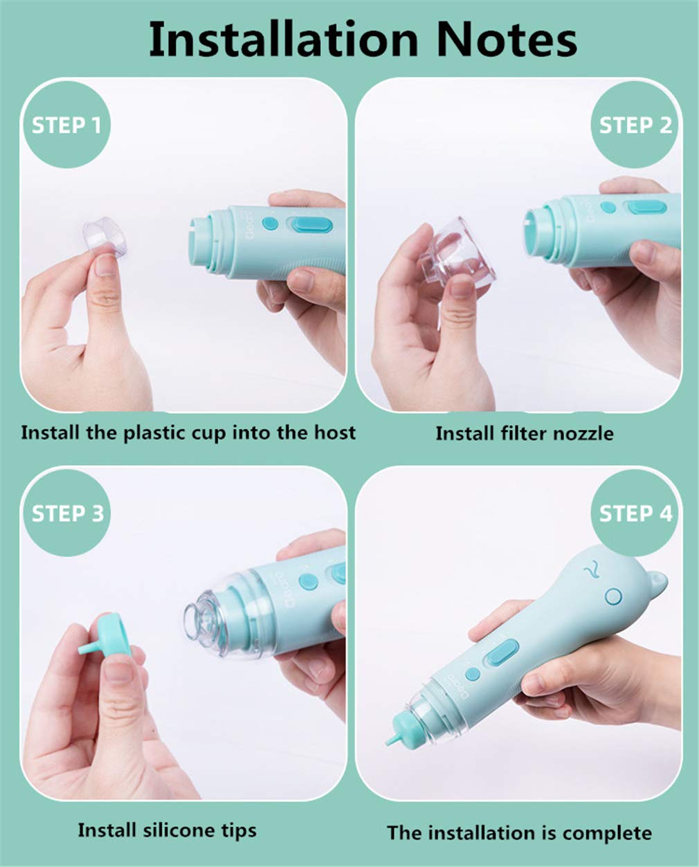 Aspiratore Nasale, Portatile Aspiratore Nasale Appropriata Aspirazione Naso Elettrico per Il Bambino con 4 Ugelli di Aspirazione, per Neonati Neonati E nei Bambini,Arancia