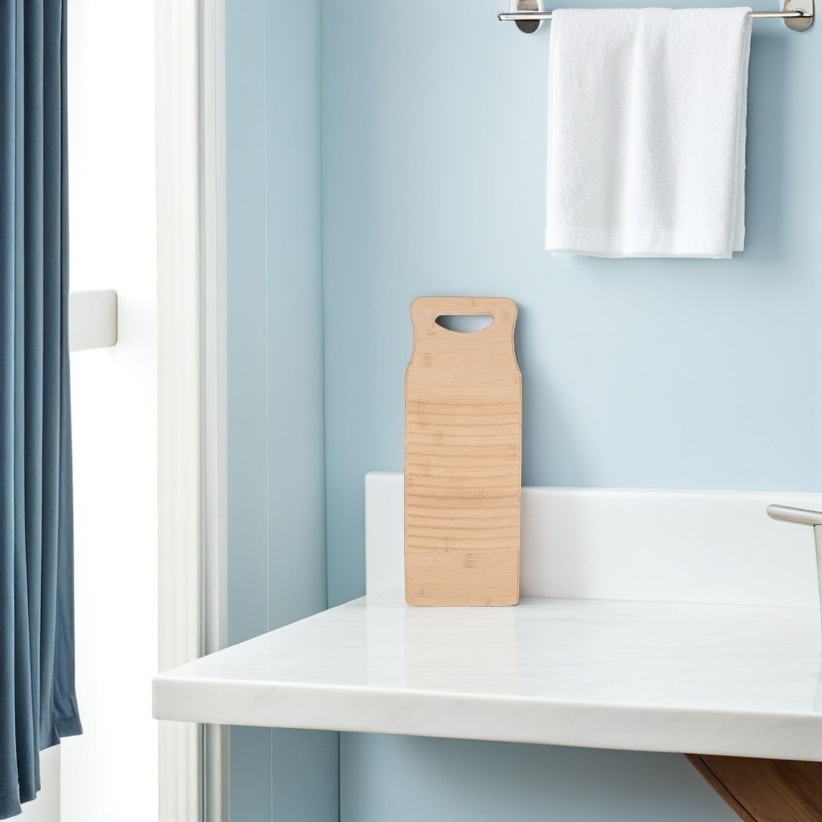 COHEALI 2 Tablas de Lavar Ropa de Bambú Textura Acanalada, Ligeras y Naturales, Ideales para Fregar Ropa Delicada en Baño o Cuarto de Servicio
