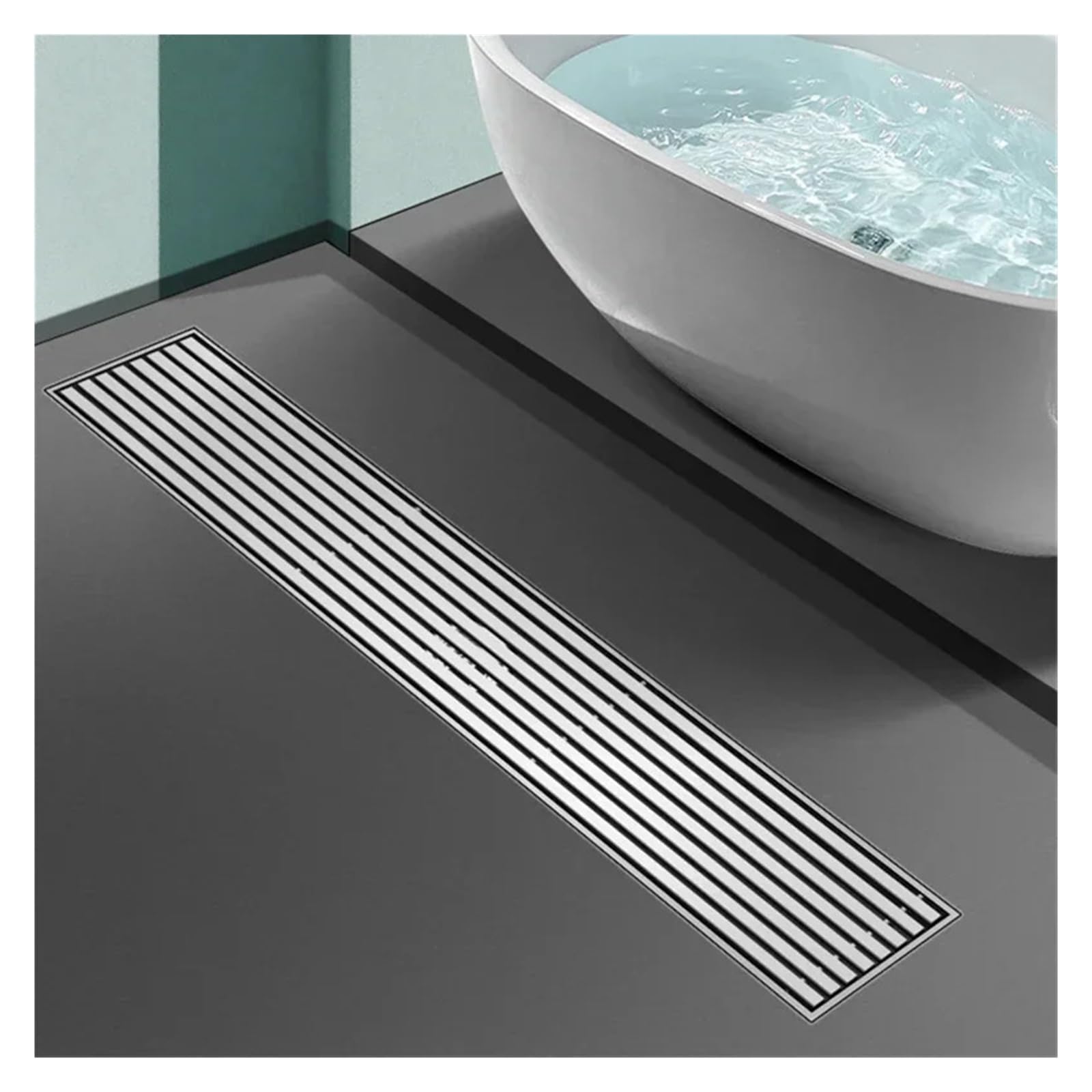 Desagüe Lineal para Ducha Drenaje de Ducha Lineal 304 Desagüe Piso Rectangular Acero Inoxidable Largo Trampa Drenaje Cepillado 20-50 cm(6.8-40CM)