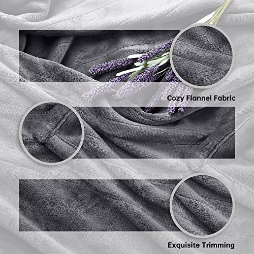 Mcjaw Heated Throw Electric Blanket 50X60 Cozy Flannel, 5 Heating Levels,Fast-Heating With 3 Hours Auto-Off, Etl Certified, Home And Office Use, Machine Washable, Wearable Brushed Microfleece- Grey #TOP1