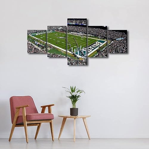 Vista 422 de Cuadros de estadios deportivos de fútbol americano de Minnesota, cuadros de vikingos, 5 paneles, lienzo para pared, arte de pared del estadio