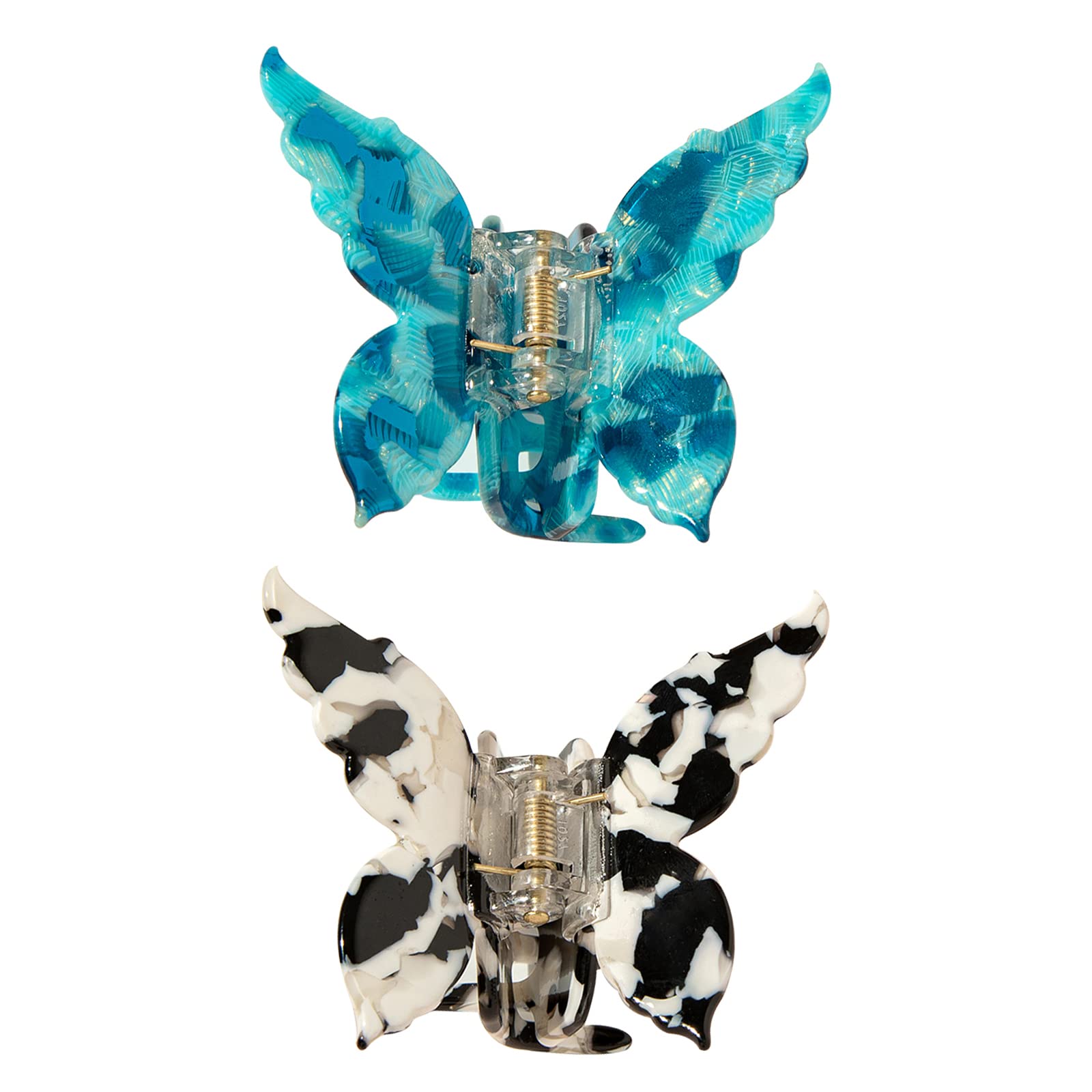 TODEROY Butterfly Acetate Hair Clips Tortoise Barrettes Claw Clips No-Slip Grip French Design Hair Jaw Clips Clamp Small Hair Accessories for Women Girls (Blue&Black)