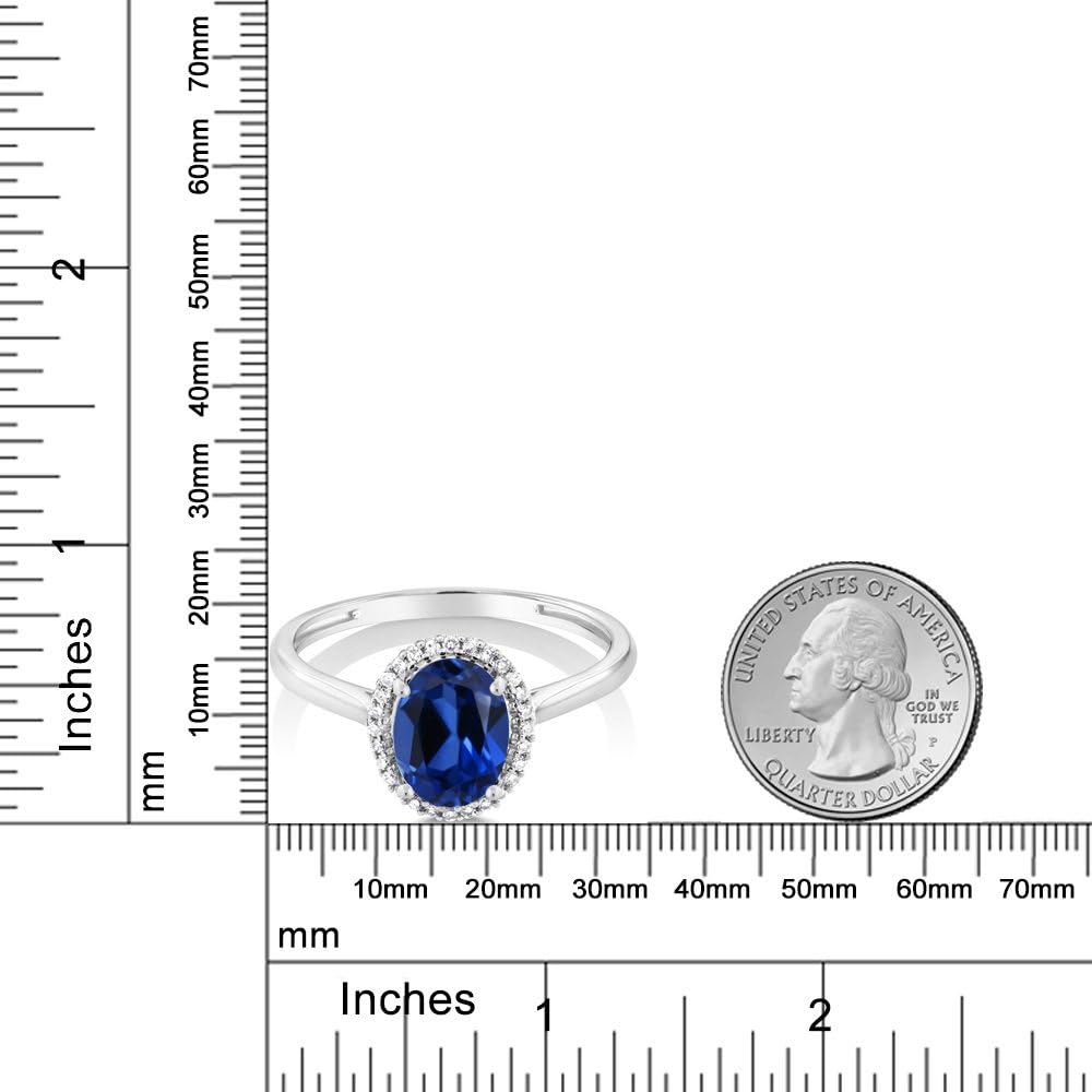 Gem Stone King Oval Halo Engagement Ring for Women | 10K White Gold | Oval 8X6MM | Gemstone Birthstone and White Diamond | Wedding Anniversary Promise White Gold Ring | Available in size 5,6,7,8,9