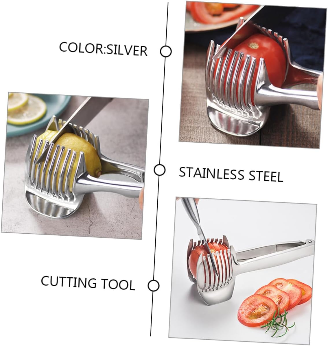 Handheld Stainless Steel Tomato Slicer Lemon Cutter Ergonomic Design for Vegetable Cutting Lightweight Compact Kitchen Gadget for Quick Slicing