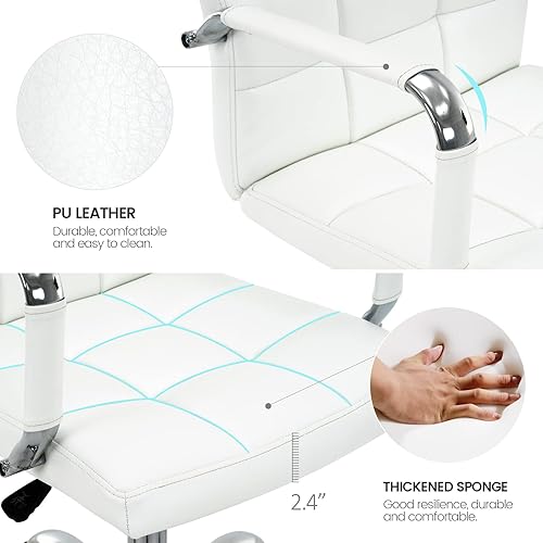 Miniatura 4 de MFD LIVING Silla de escritorio con respaldo alto, moderna silla de trabajo de piel sintética con brazos, silla ejecutiva giratoria ajustable para