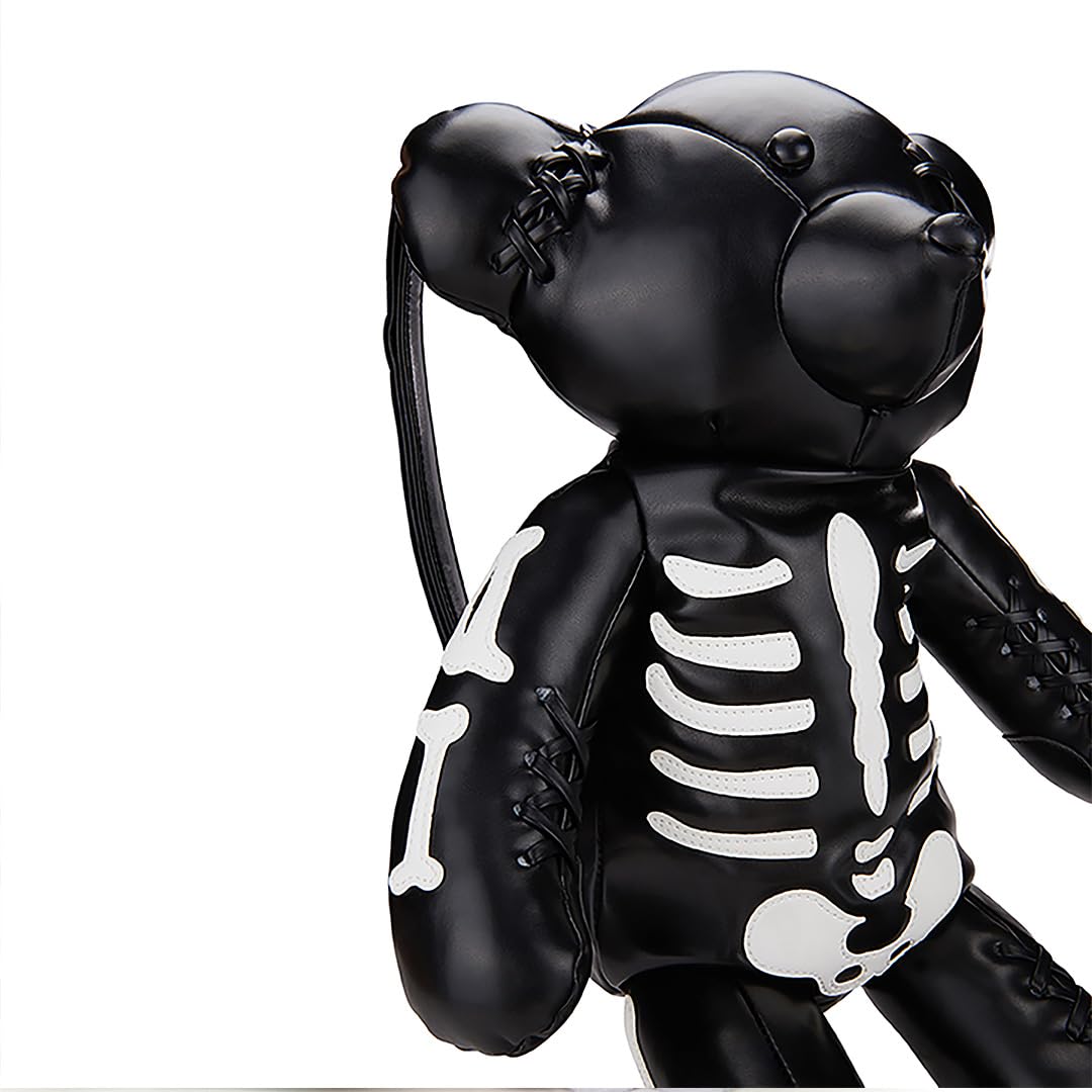 Dolls Kill Deady Teddy Backpack - Skeleton Appliqués, Vegan Leather, Black: Deady Teddy Black