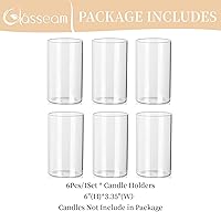 Vista 6 de Juego de 6 portavelas de vidrio Hurricane de Glasseam, jarrones cilíndricos transparentes para velas de pilar, jarrones cilíndricos modernos