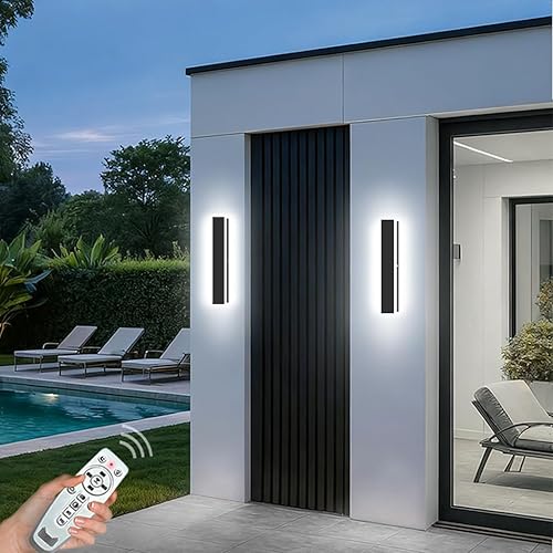 Miniatura 10 de Luz de Pared Exterior, Apliques de Pared Exteriores Modernos de 39 Pulgadas, Luces de Pared Largas Negras Impermeables con Iluminación Cálida, Luz