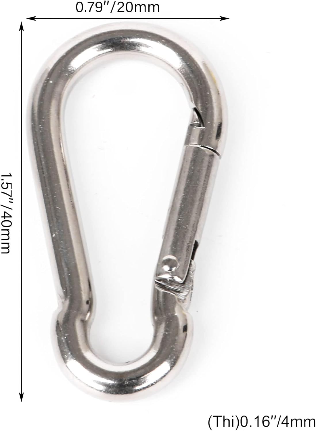 CNBTR Spring Snap Hook M4 40mm 304 Quick Link Ring Stainless Steel Multifunctional Pack of 50