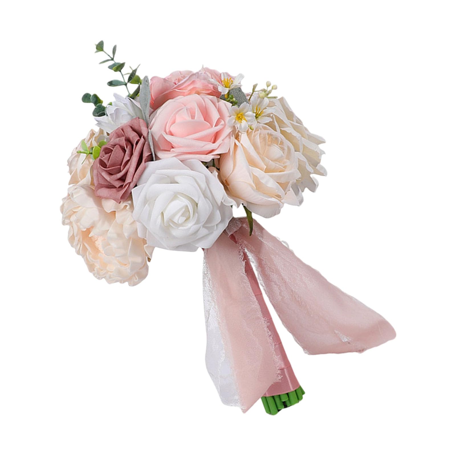 Piceioep Silk Flower Bridal Bouquet Delicate Handheld Flower Arrangement Elegant Wedding Party Flowers Bunch Ornament Silk Bridal Bouquet