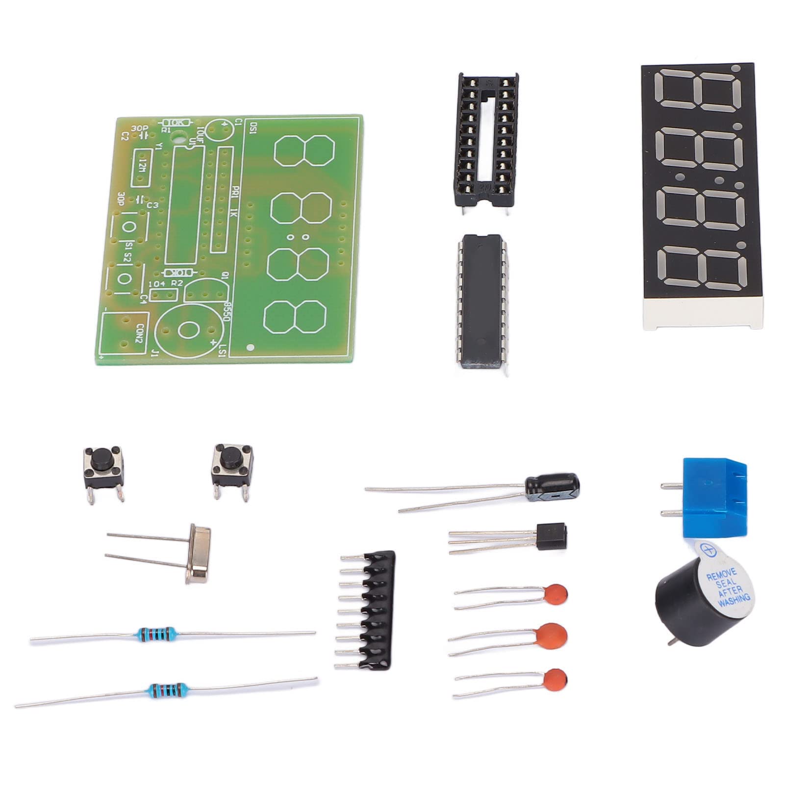 Kit d'Horloge Numérique DIY 4 Chiffres, Double Alarme, Circuit 52 x 42 mm, Alimentation 3-6V, Projet de Soudure Électronique