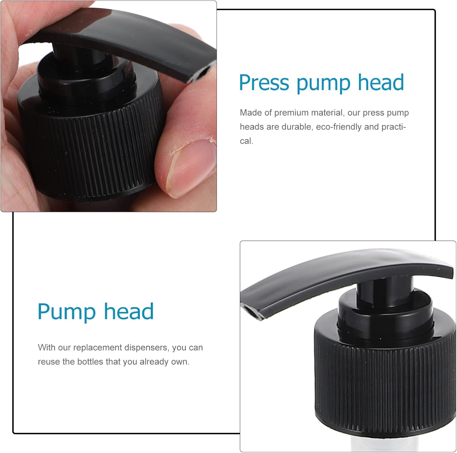 Foaming Soap Pump Replacement 4pcs Plastic Press Pump Heads for Liquid Soap Dispenser (28mm Black)