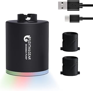 FLEXTAILGEAR Electric Hookah Pump Kit with 1300 mAh Rechargeable Battery Led Light Mini Portable Charcoal Starter Coal Burner Helper Shisha Nargila Warm Up Set Smoke Bar Accessories