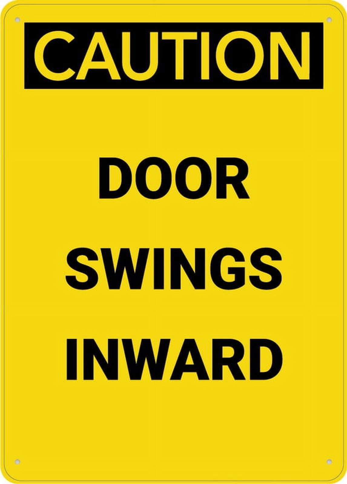 peiyeety Caution Door Swings Inward Sign - 8"x12" Rust Free Aluminum, Outdoor/Indoor For Home/Business/Yard
