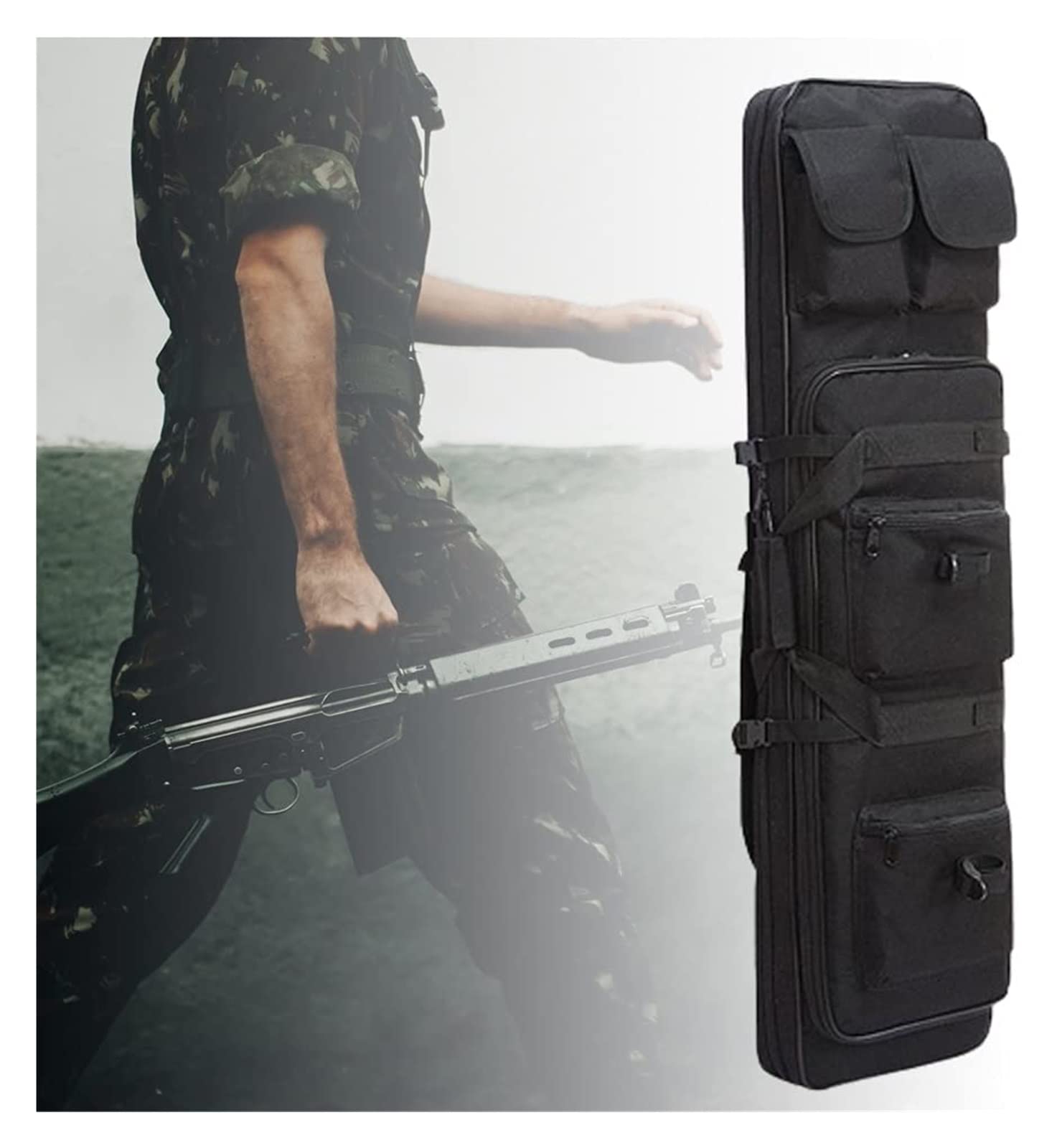 YLZBA Tactical Carbine Gun Bag,Soft Padded Rifle Cases Carbine Case Double Rifle Backpack Tactical Padded Carrying Shotgun Case Soft Gun Case for Rifles Carbine Firearm Range Bag(Black,85cm/33.5in)
