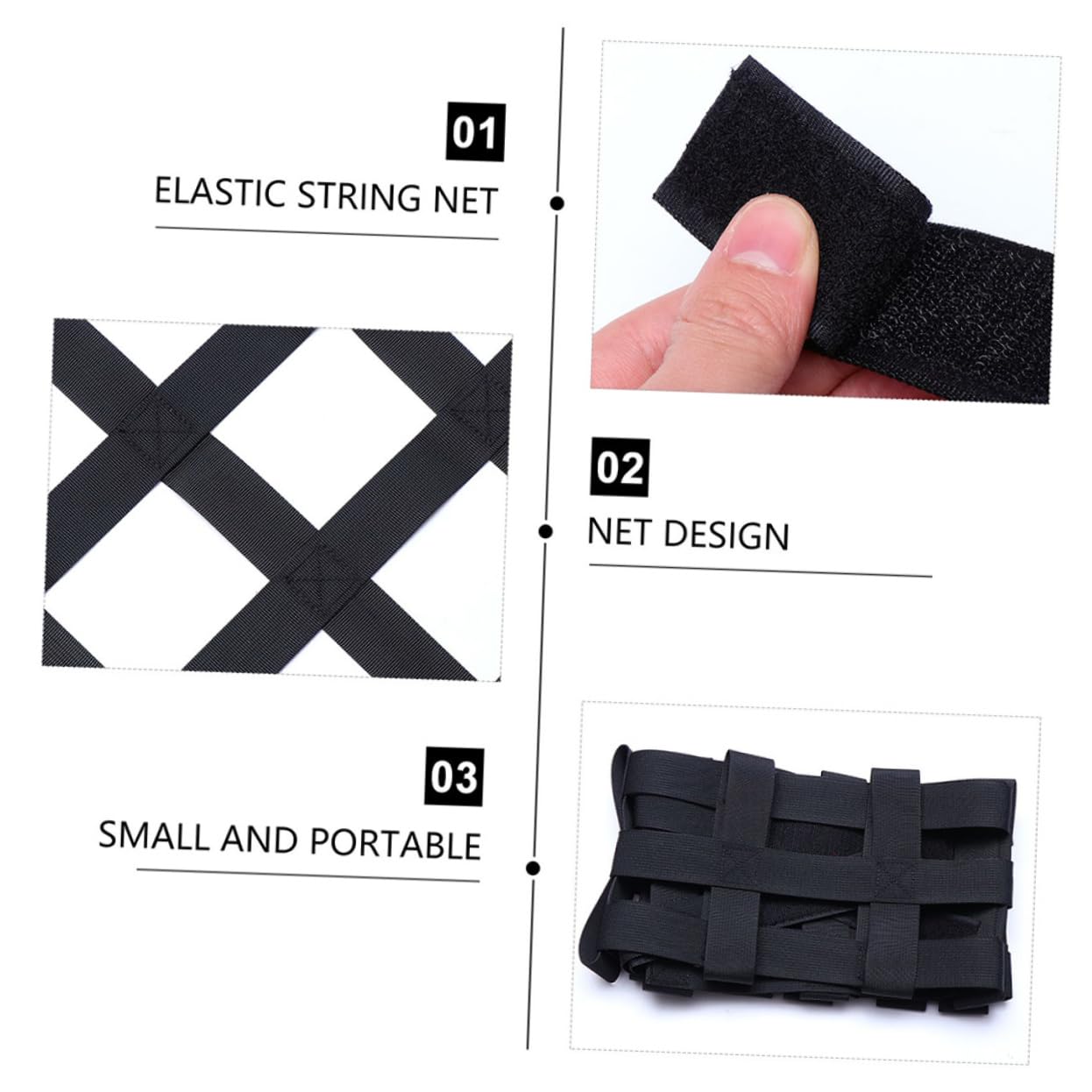 Alipis Filet de Toit pour Véhicule en Nylon Noir 2 Pièces 8 Compartiments