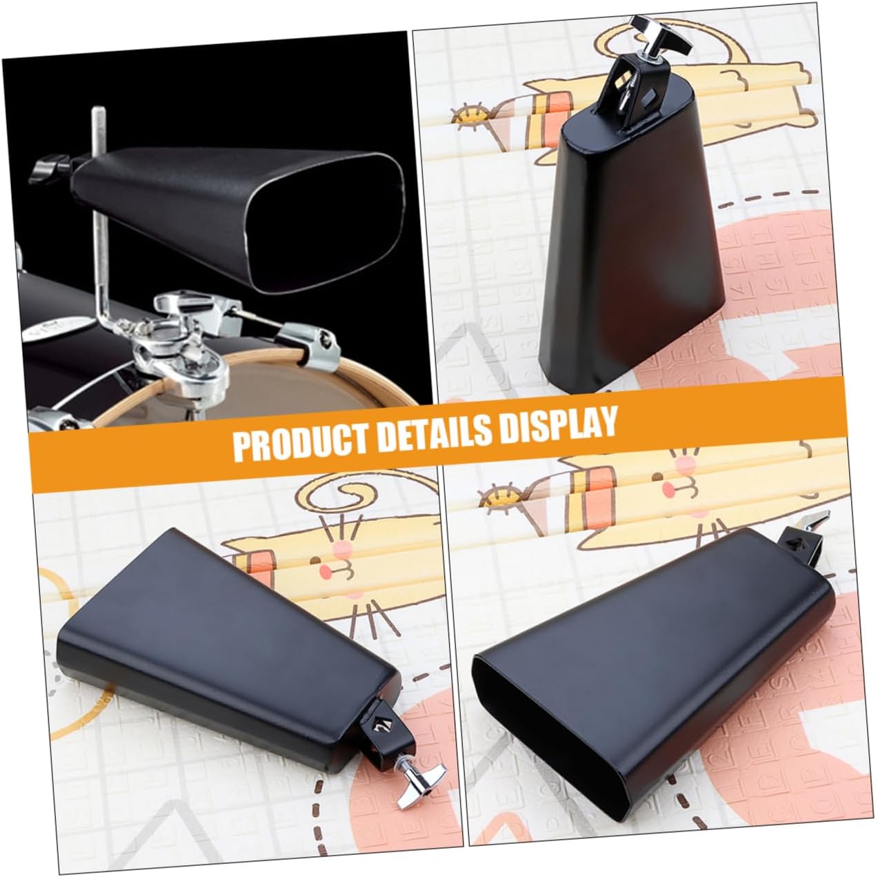 Milisten Metal Cowbell Drum Set Handle 207mm Percussion Instrument for Musicians for Drumming Loud Sound Maker for Events Musical Instrument Accessory