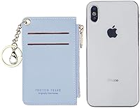 Vista 54 de Carteras pequeñas de cuero delgado para mujeres, tarjetero, cartera, monedero con llavero beige (B-Beige)