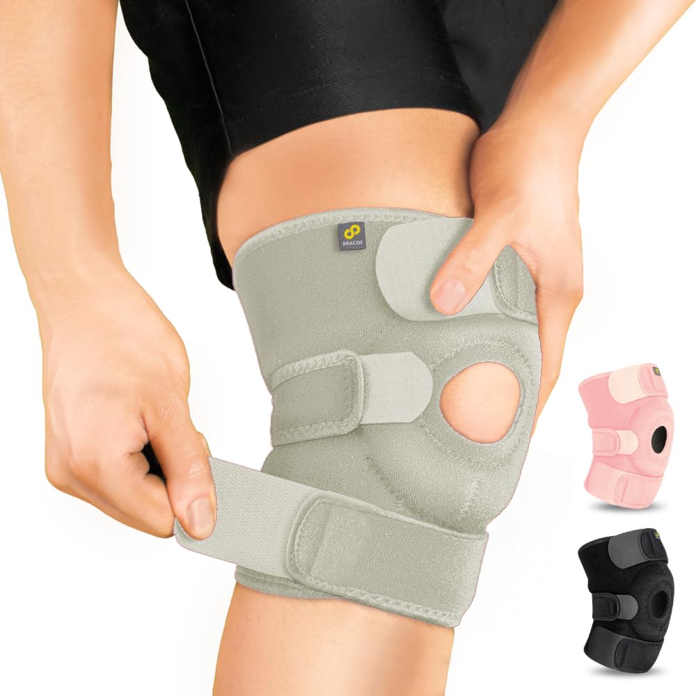 BRACOO Knee Support Brace with Patellar Pad for Men & Women – Adjustable Compression Knee Brace Sleeve for Arthritis, Runner's Knee, Running, Gym, Football, KS10