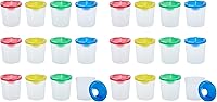 Vista 10 de Juvale Paquete de 12 vasos de pintura antiderrames con tapas para niños, suministros de arte y manualidades para aulas (4 colores, 3 x 3 pulgadas)