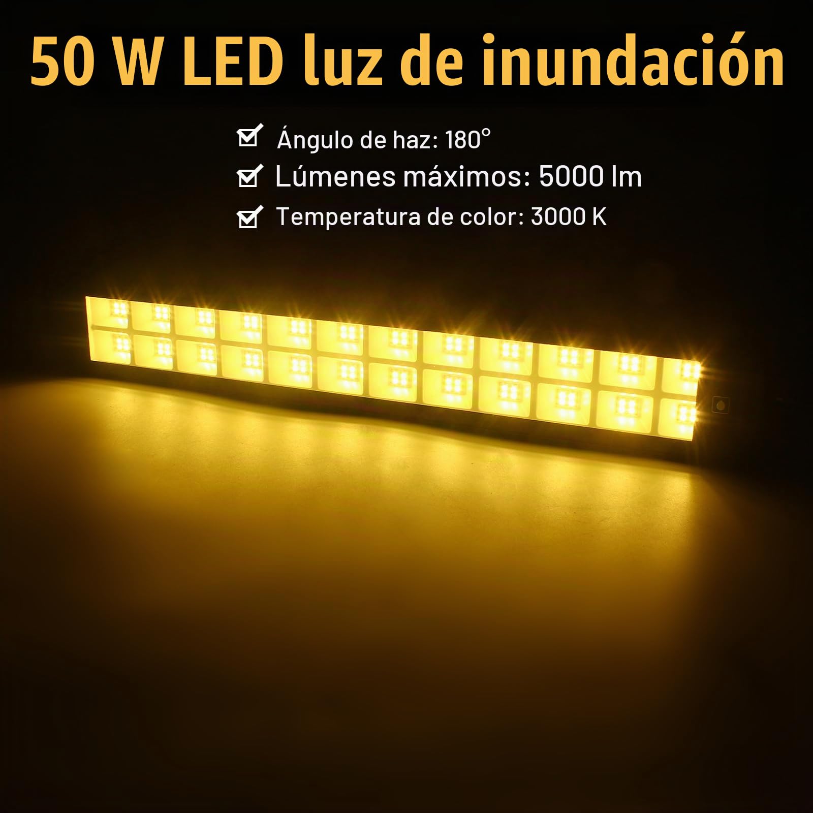 Foco LED Exterior 50W, 2PCS 5000LM 3000K Proyector LED exterior IP66 Impermeable Focos Led Blanco Cálido Luz de Seguridad para Jardín Patio Pasillo Garaje Terraza