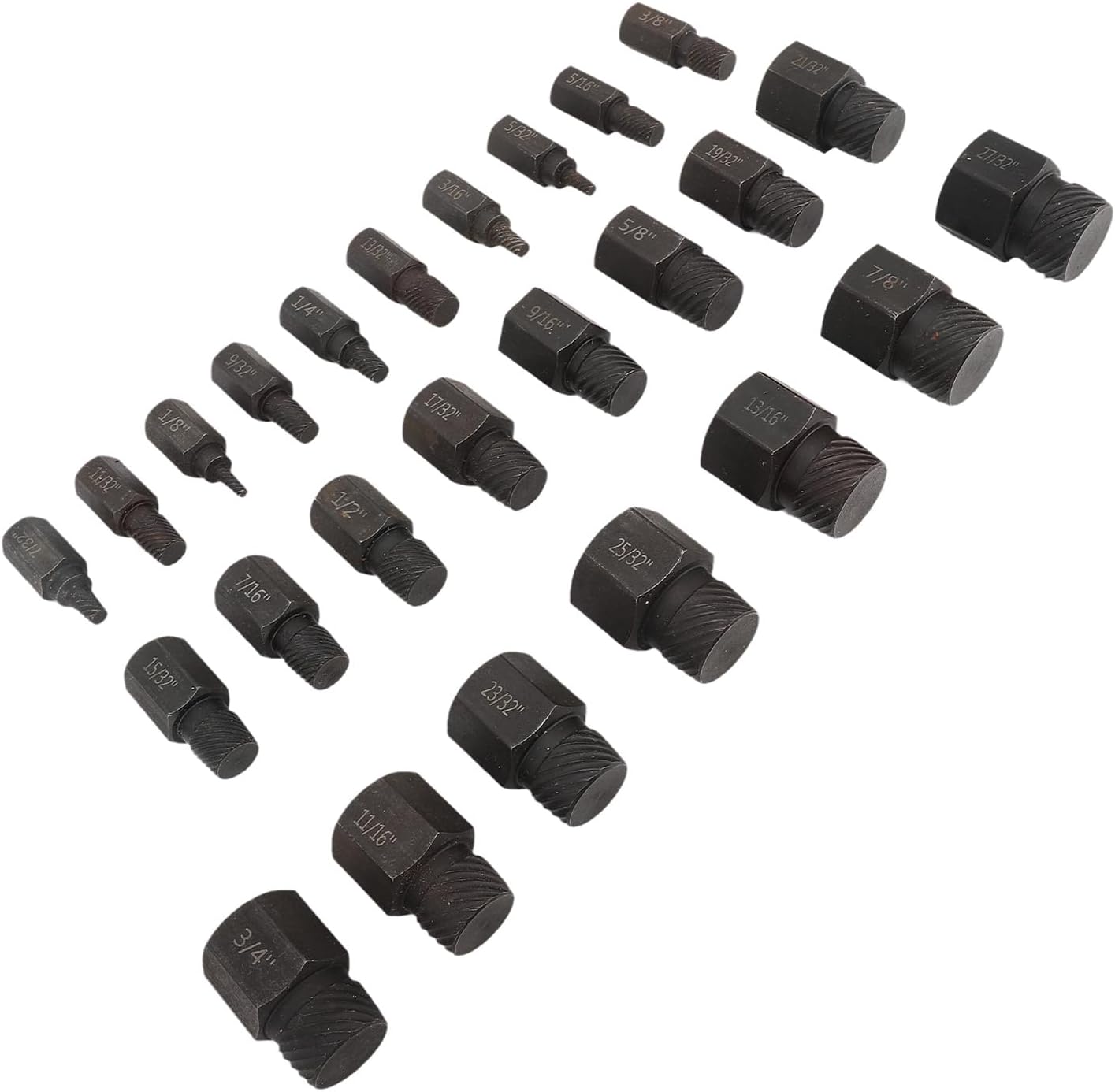 Pilipane Screw Extractor Set Bolt Extractor Set Bolts Extractor Tool Easy Out Extractor Set High Strength Alloy Steel 25PCS Hex Bolt Removal Tool for Automotive Home Mechanic Engineering