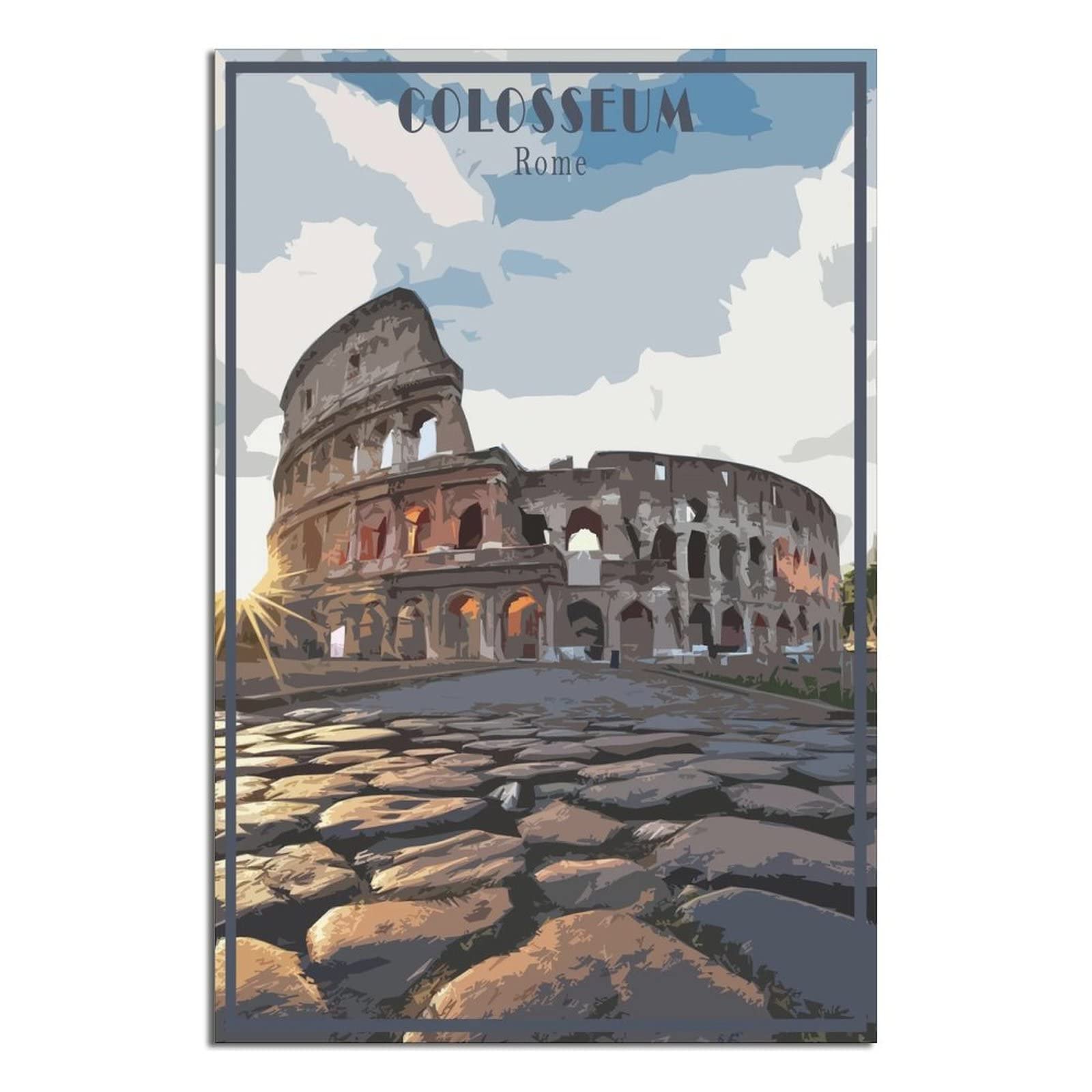 Metal Tin Sign Rome Colosseum Tin Sign Vintage Rustic Decor Cave Coffee Shop Bar Bedroom Home Wall Decor Nostalgic Tin Sign 30x30cm