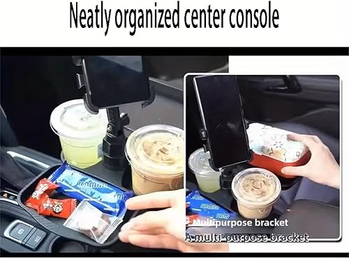 Miniatura 5 de Bandeja de mesa de coche 5 en 1, soporte para teléfono celular, bandeja para portavasos de automóvil, bandeja de rotación de 360 para automóvil,