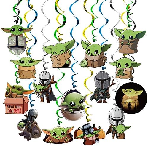 Cute Hanging Swirls Decor 30 Pack Alien Outer Space Party Supplies for Kids Girls Boys Birthday Party Decorations Ceiling Whirl Streamer Hanging Cutouts